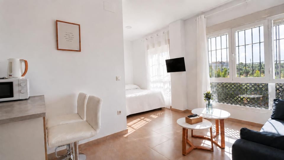 Bed, TV and multimedia, Living room, Photo of the whole room, Seating area, Dining area