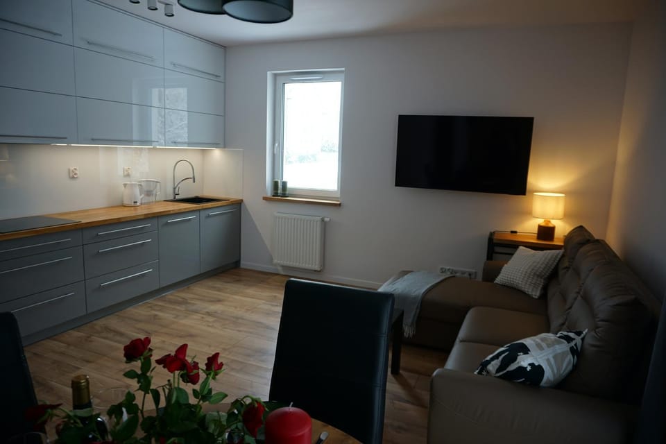 Kitchen or kitchenette, Living room, Seating area