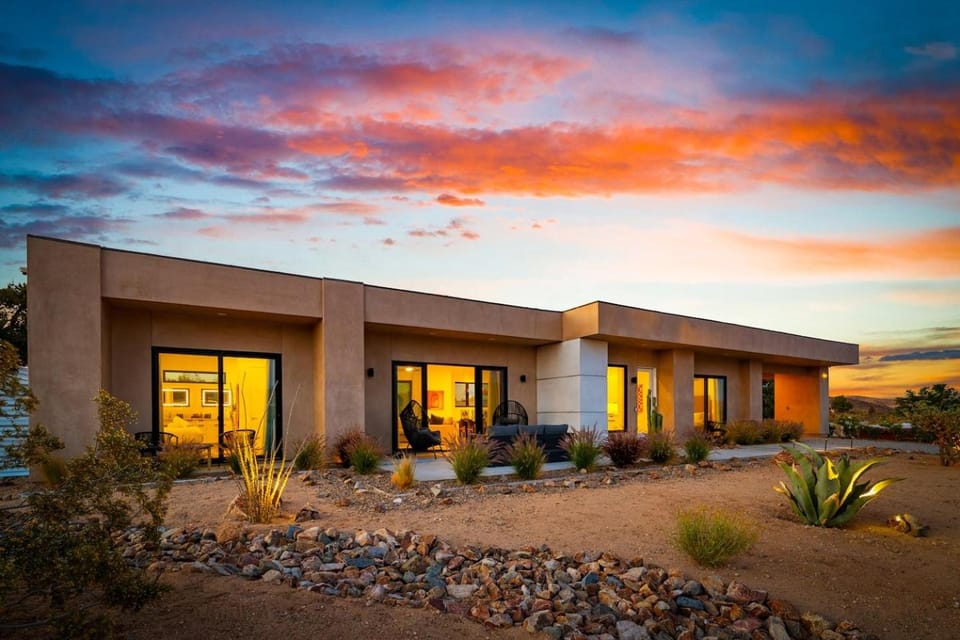 Property building, Patio, Garden, Sunset