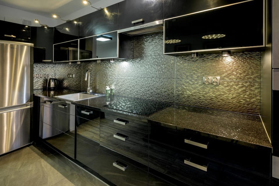 Kitchen or kitchenette, stove
