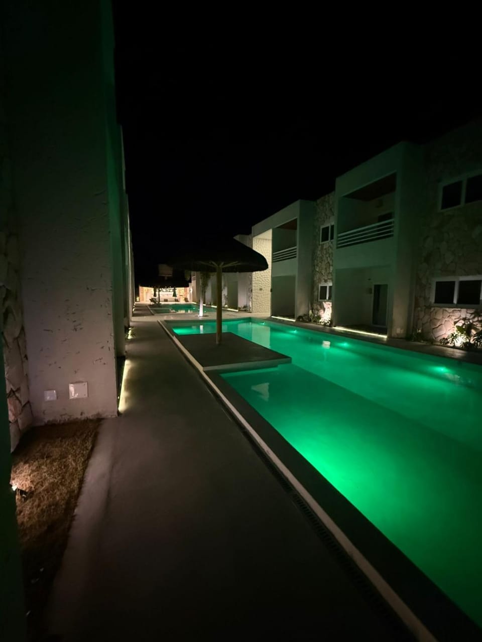 Night, Pool view, Swimming pool
