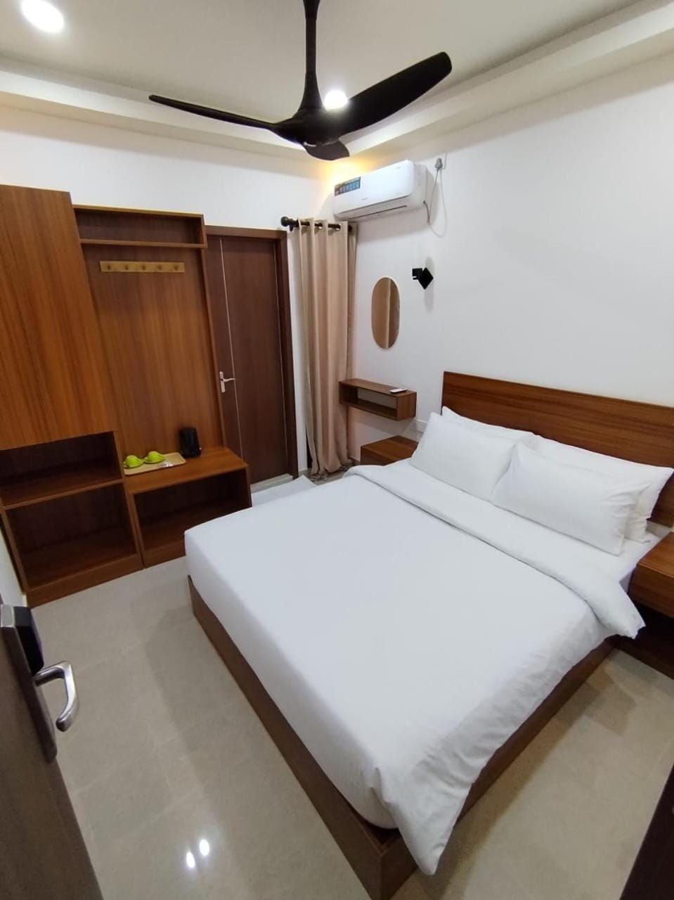 Bed, wardrobe, air conditioner