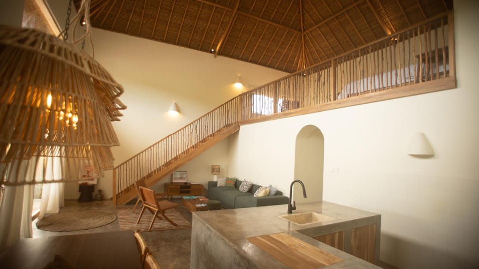 Kitchen or kitchenette, Living room, Seating area