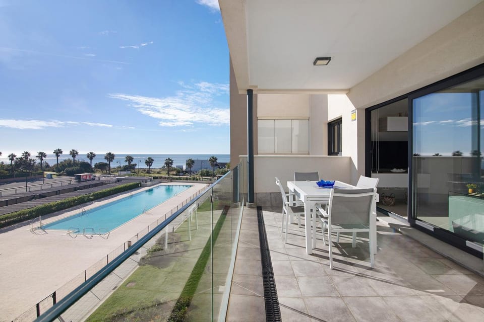Property building, Living room, Swimming pool