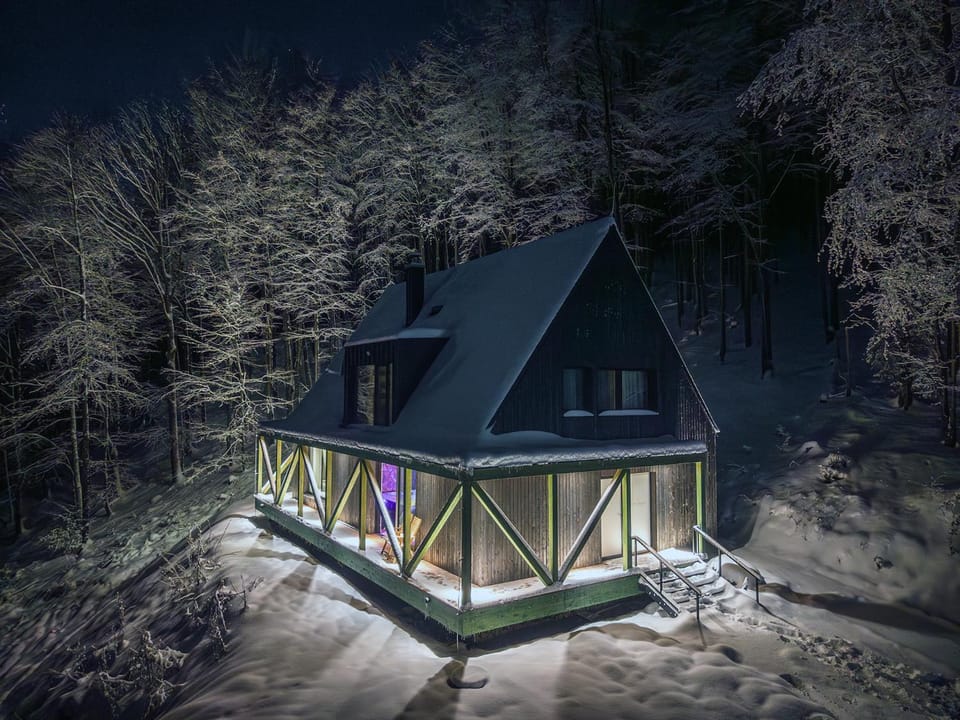 Property building, Off site, Night, Natural landscape, Winter