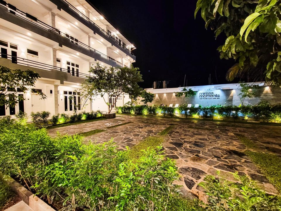 Property building, Night, Garden, Garden view