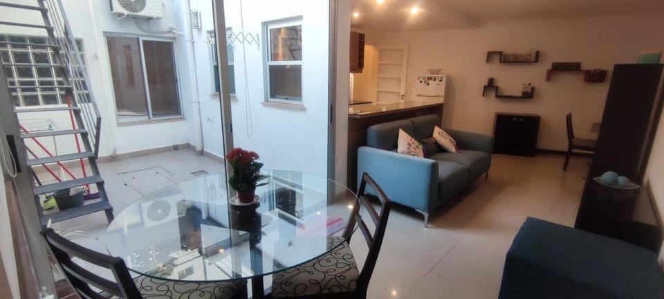 Patio, Living room, Dining area, Inner courtyard view