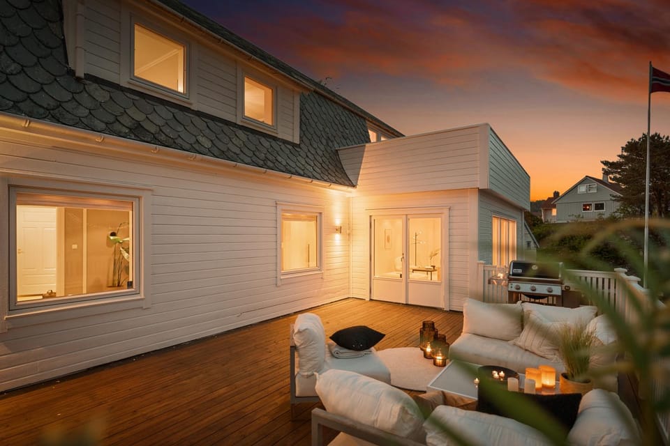 Patio, Night, Seating area