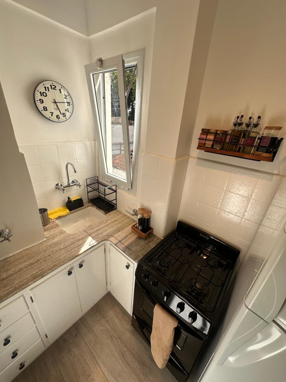 Kitchen or kitchenette, stove