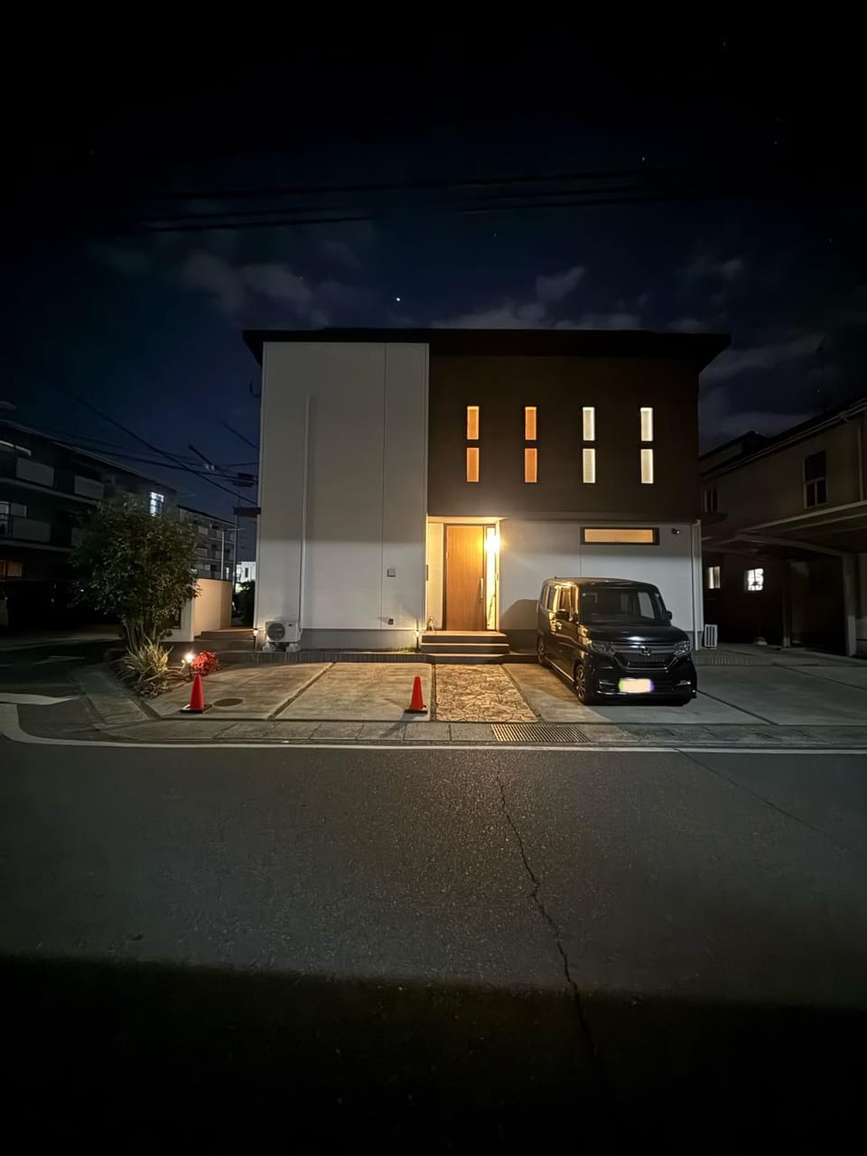 Property building, Night, Parking