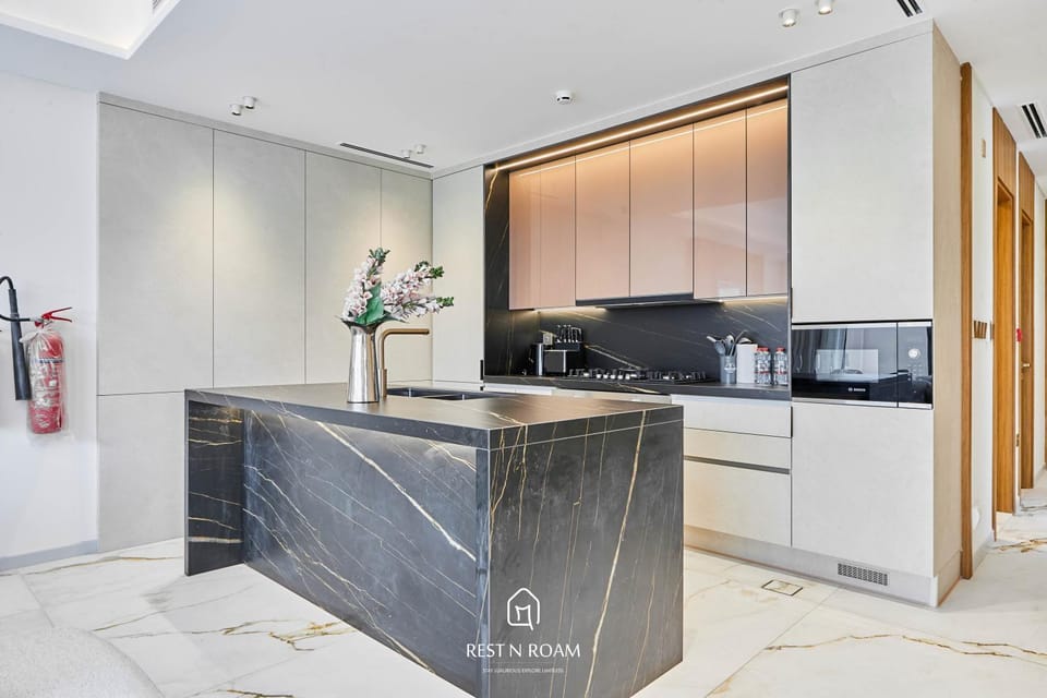 Kitchen or kitchenette, oven, stove, toaster