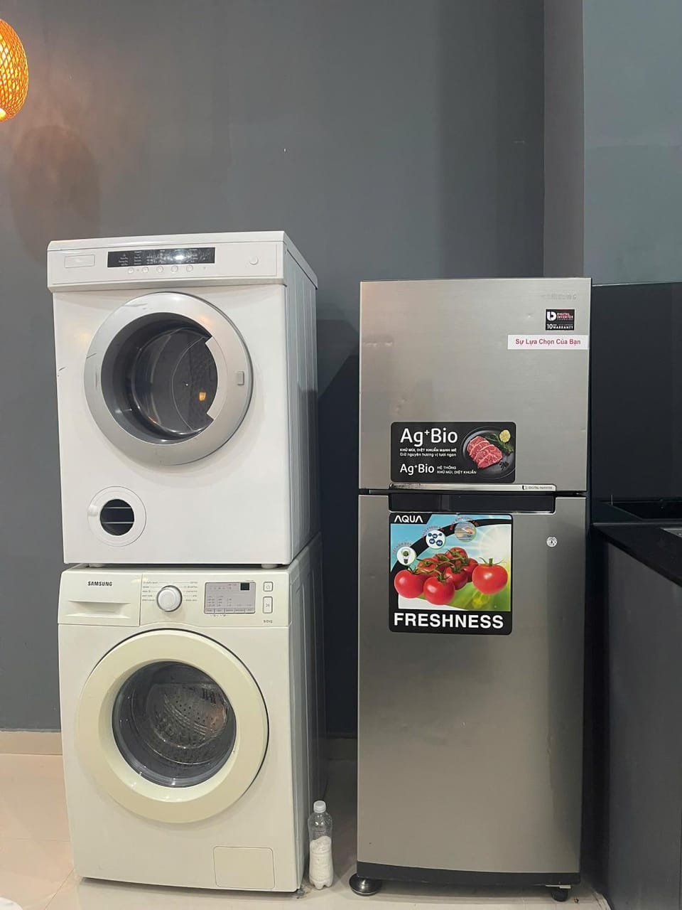 Kitchen or kitchenette, washing machine, dryer