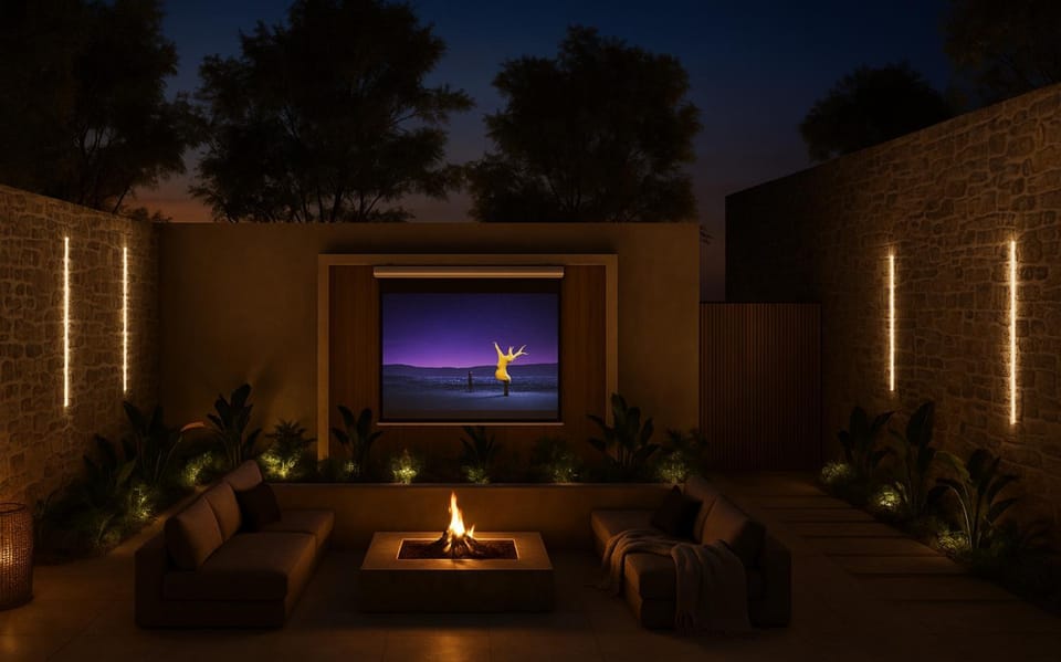 Patio, Night, Natural landscape, Garden, TV and multimedia, View (from property/room), Evening entertainment, Garden view, Inner courtyard view, fireplace