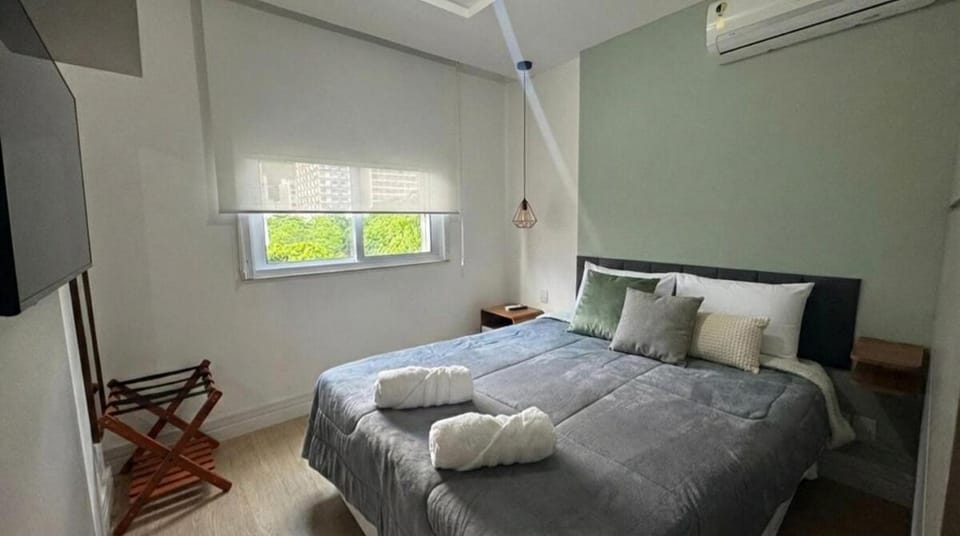 Bed, Photo of the whole room, Bedroom, towels, air conditioner
