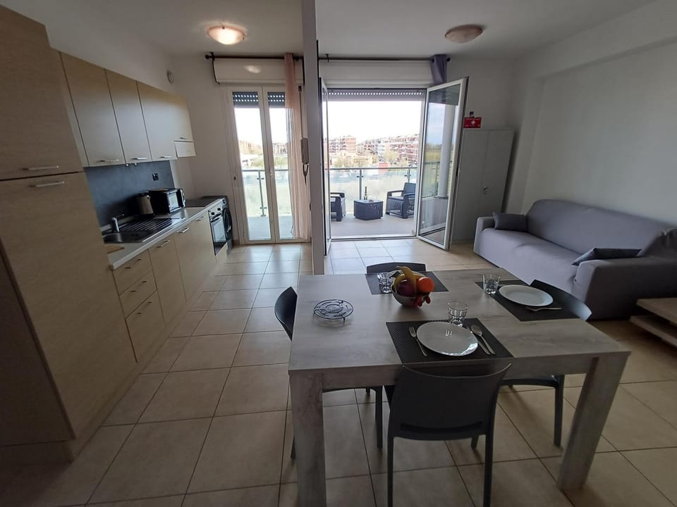 Living room, kitchen
