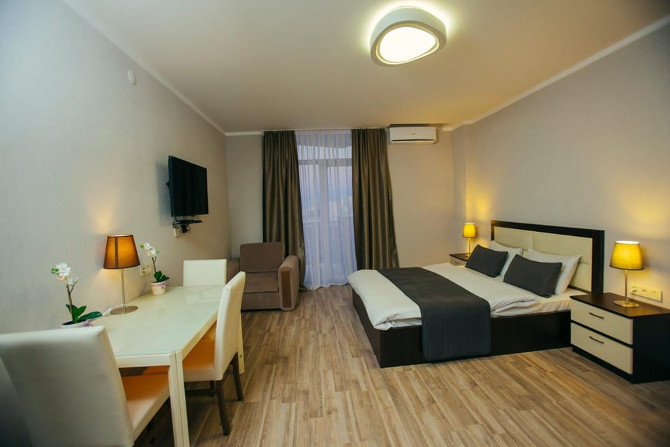 Bed, TV and multimedia, Living room, Photo of the whole room, Seating area, air conditioner