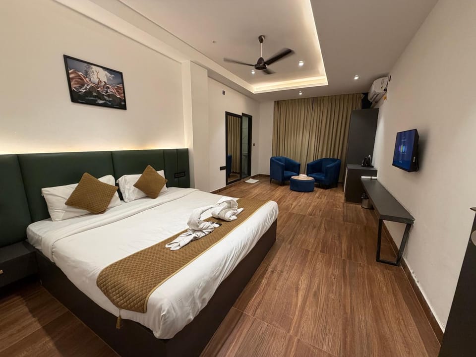 Bed, TV and multimedia, Living room, Photo of the whole room, Seating area, Bedroom, air conditioner