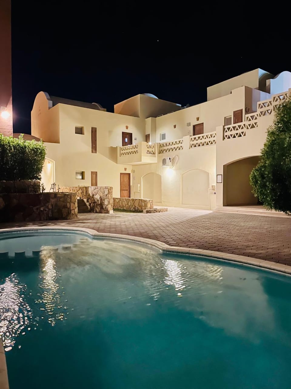 Property building, Night, Pool view, Swimming pool