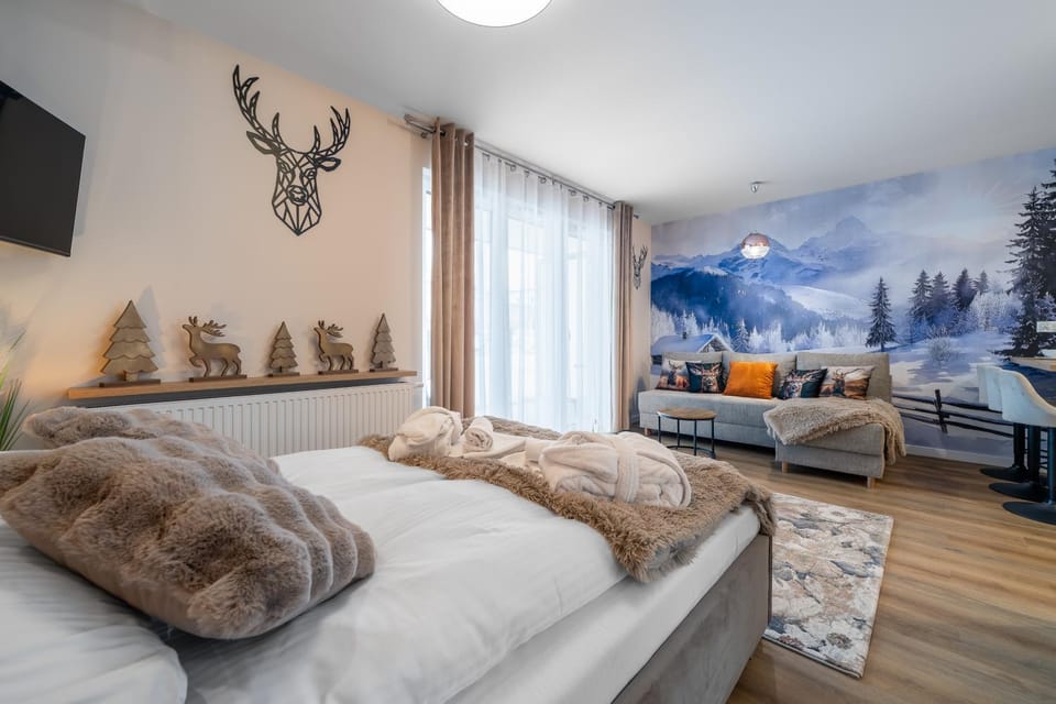 Bed, TV and multimedia, Living room, Photo of the whole room, Seating area, Bedroom