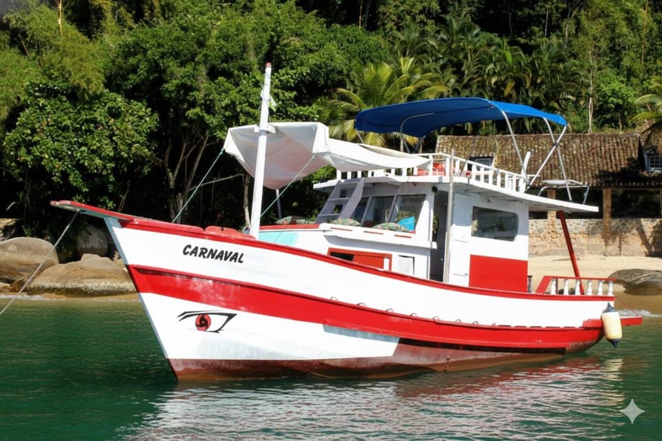 Carnaval Boat Tour Docked boat in Paraty
