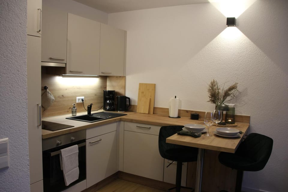 Kitchen or kitchenette, stove, toaster