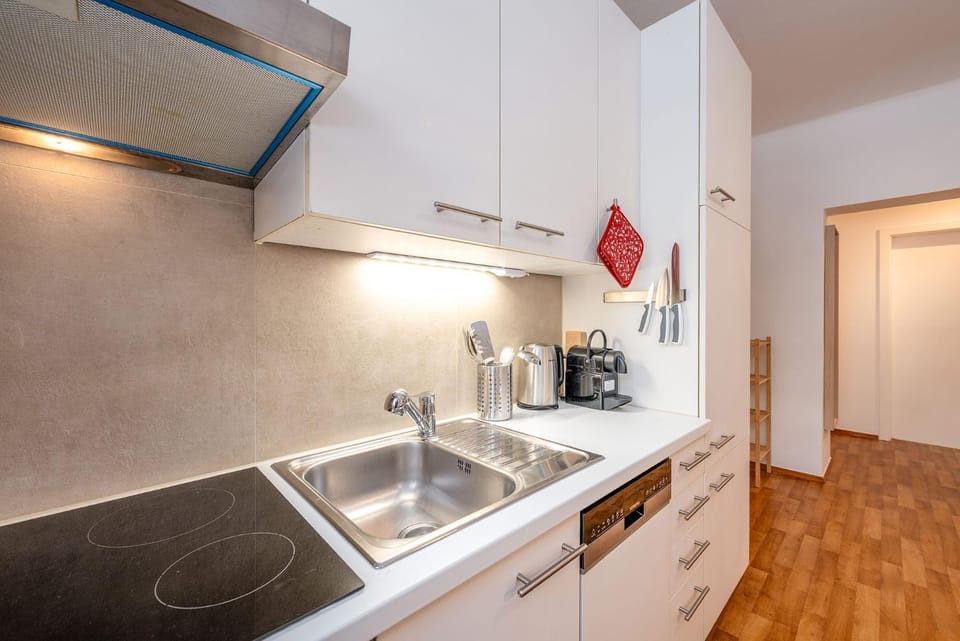 Kitchen or kitchenette, dishwasher, stove