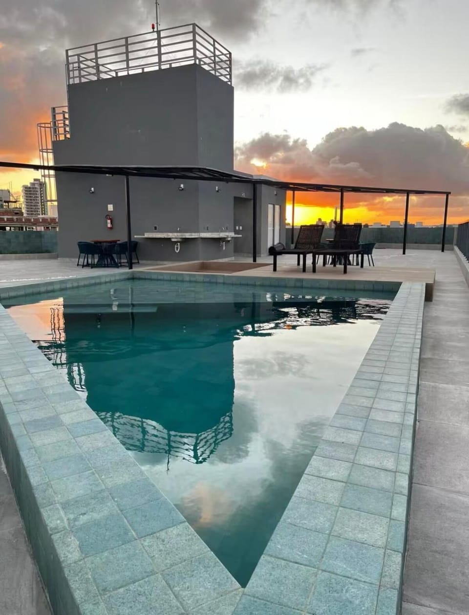 Pool view, Sunset