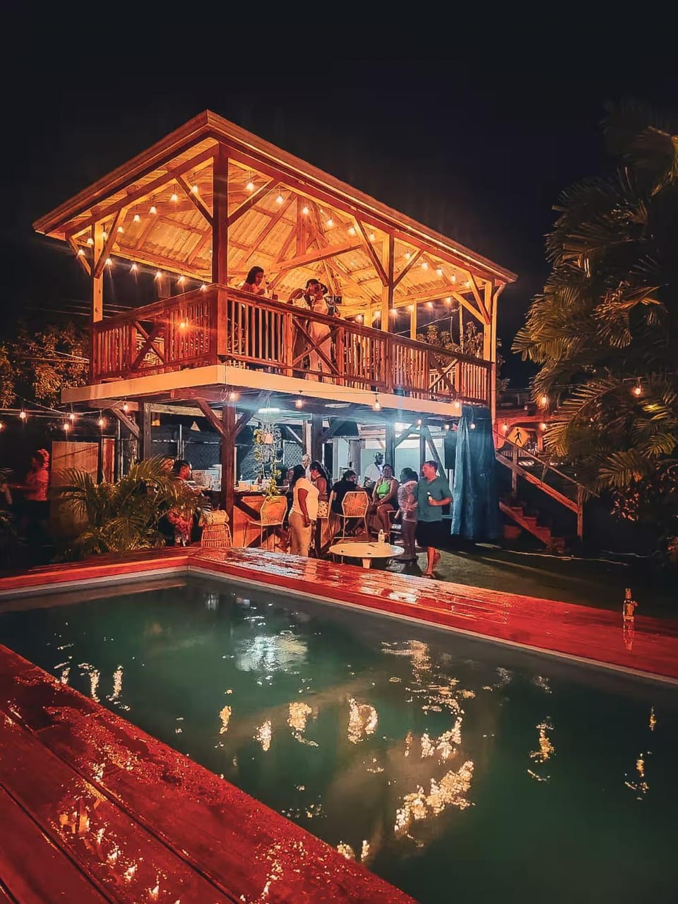 Property building, Night, Pool view, Swimming pool