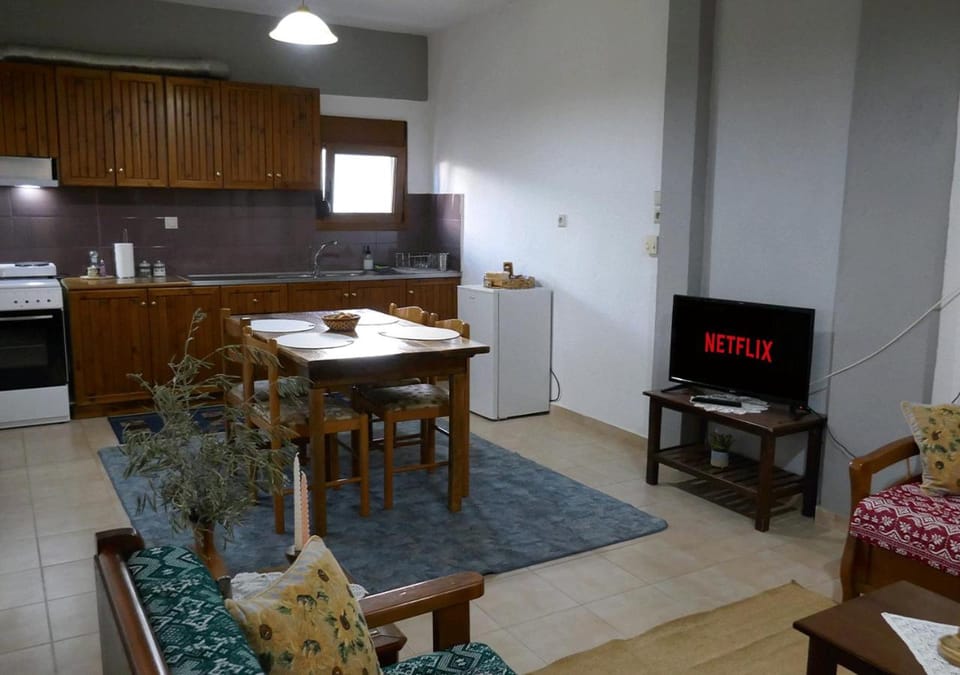 Kitchen or kitchenette, Living room, Dining area, stove