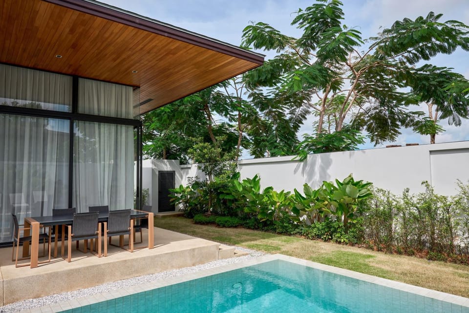 Property building, Patio, Day, Garden, Garden view, Pool view, Swimming pool