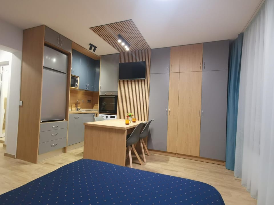 Bed, TV and multimedia, Photo of the whole room, Dining area, oven, stove, wardrobe