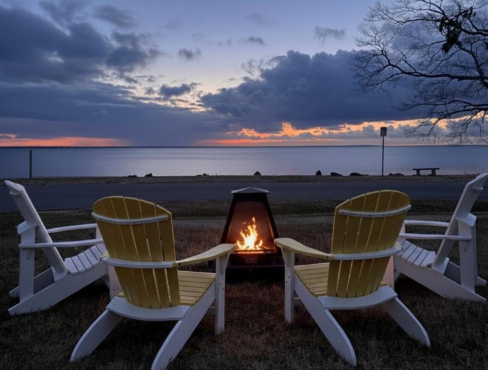 Patio, Seating area, Sea view, Sunset