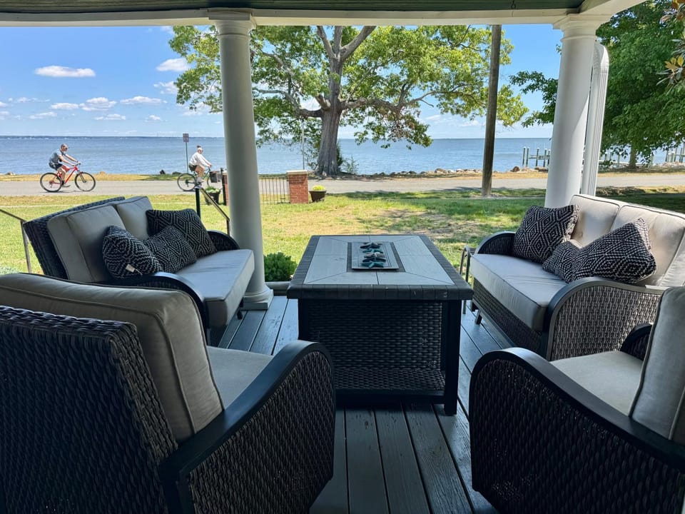 Patio, Seating area, Lake view