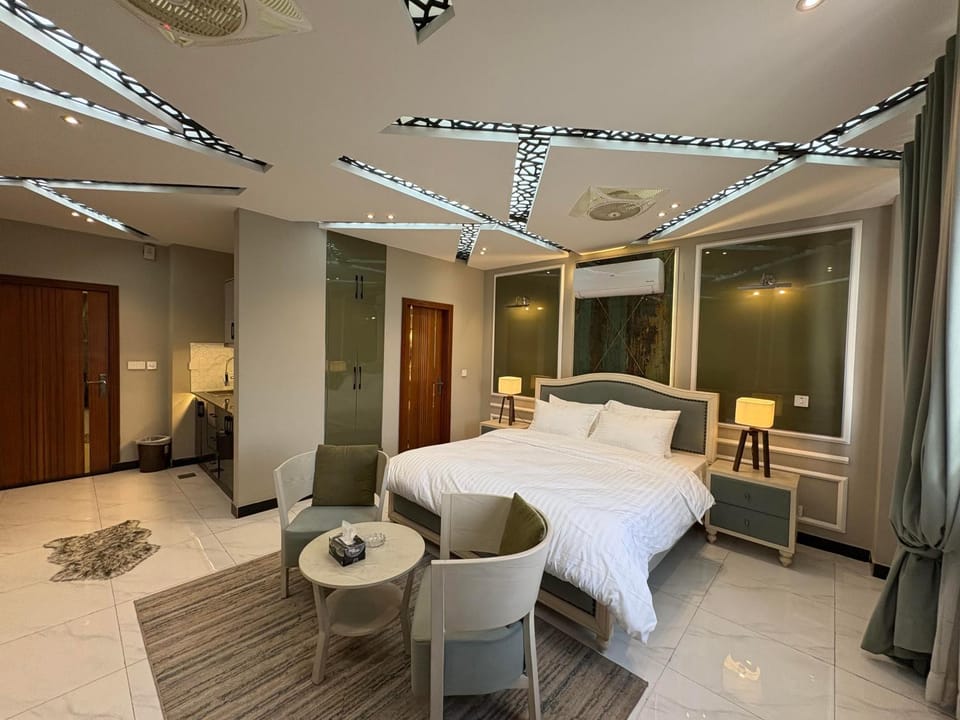 Bed, Living room, Photo of the whole room, Seating area, Bedroom