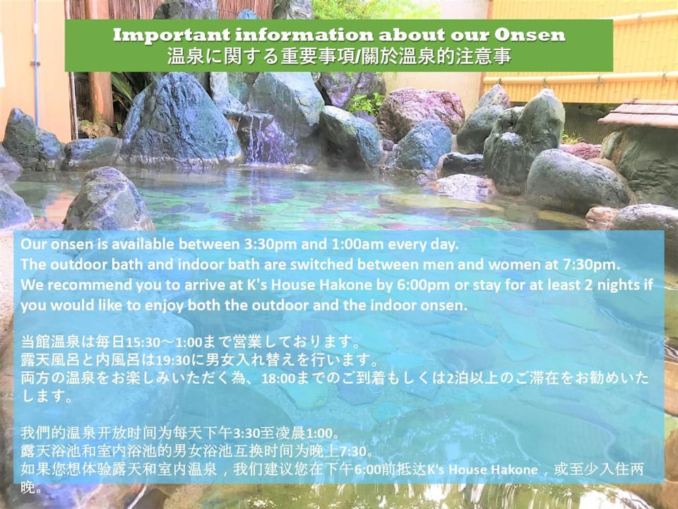 Hot Spring Bath, Text overlay