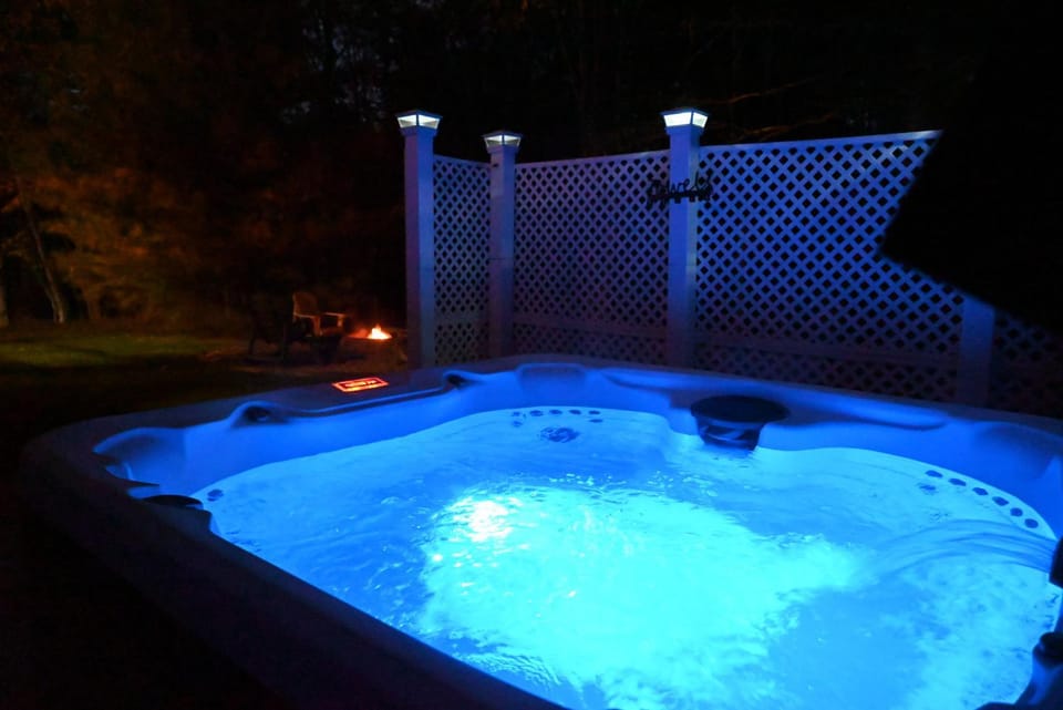 Patio, Night, Garden, Hot Tub