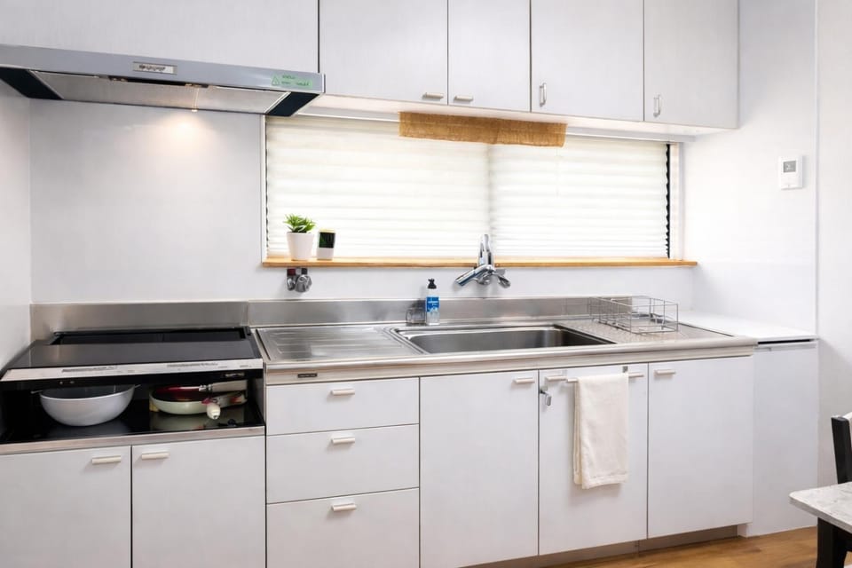 Kitchen or kitchenette, stove