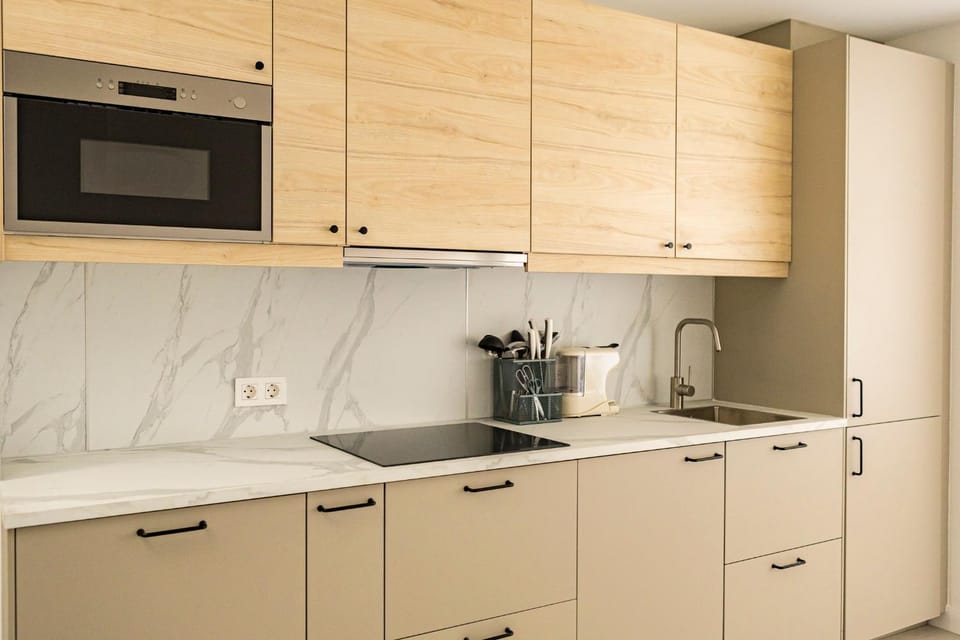 Kitchen or kitchenette, stove, toaster