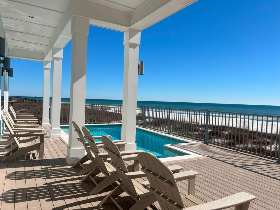 Patio, Day, View (from property/room), Balcony/Terrace, Pool view, Sea view, Swimming pool, sunbed