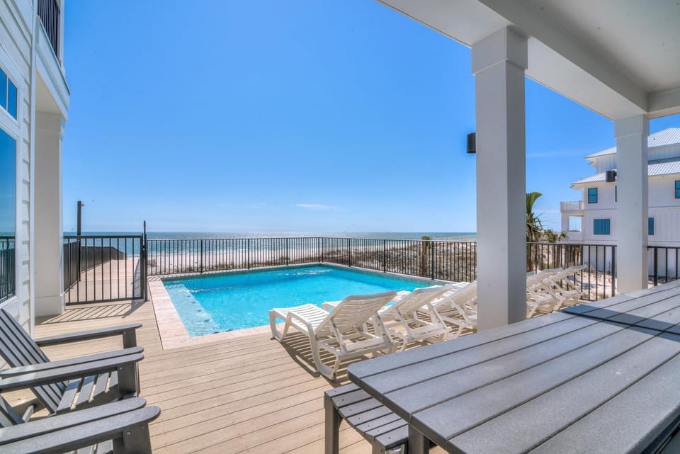 Patio, Day, View (from property/room), Balcony/Terrace, Pool view, Sea view, Swimming pool, sunbed
