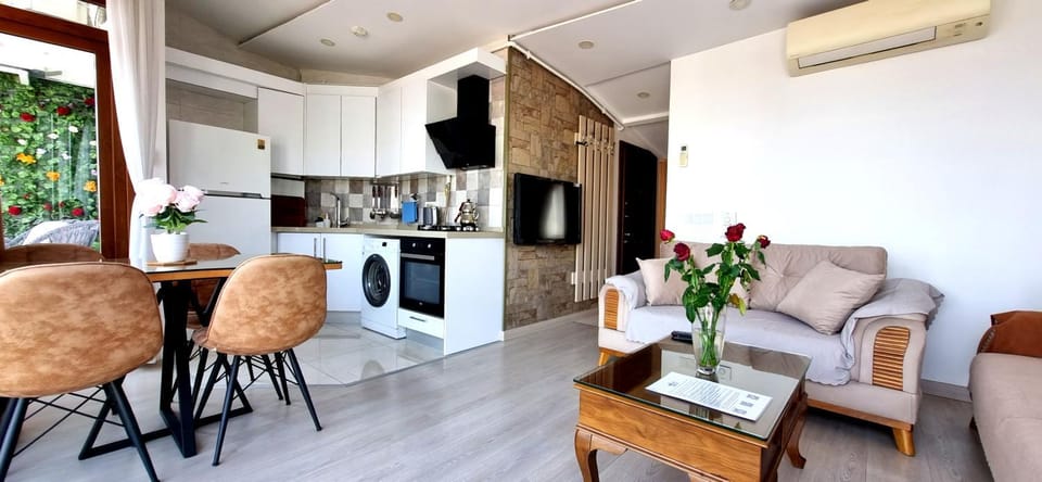 TV and multimedia, Coffee/tea facilities, Kitchen or kitchenette, Living room, Dining area, oven, washing machine, kitchen, air conditioner