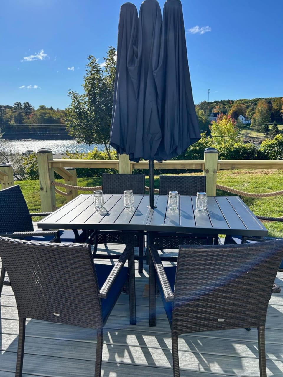 Patio, Natural landscape, River view