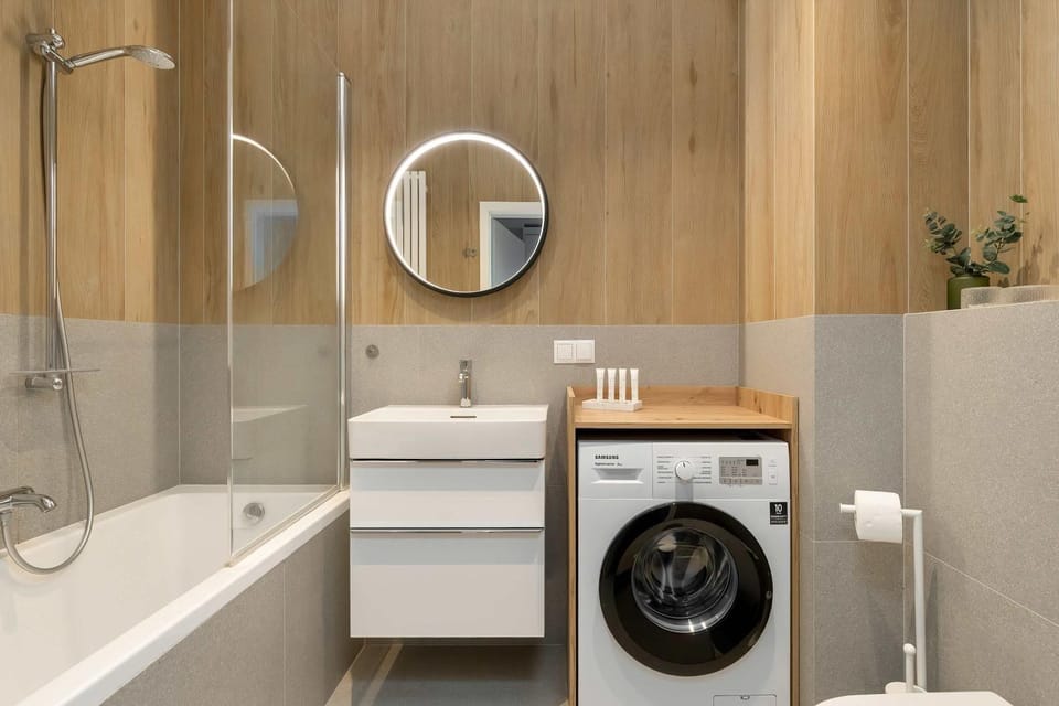 Bathroom, Bath, washing machine