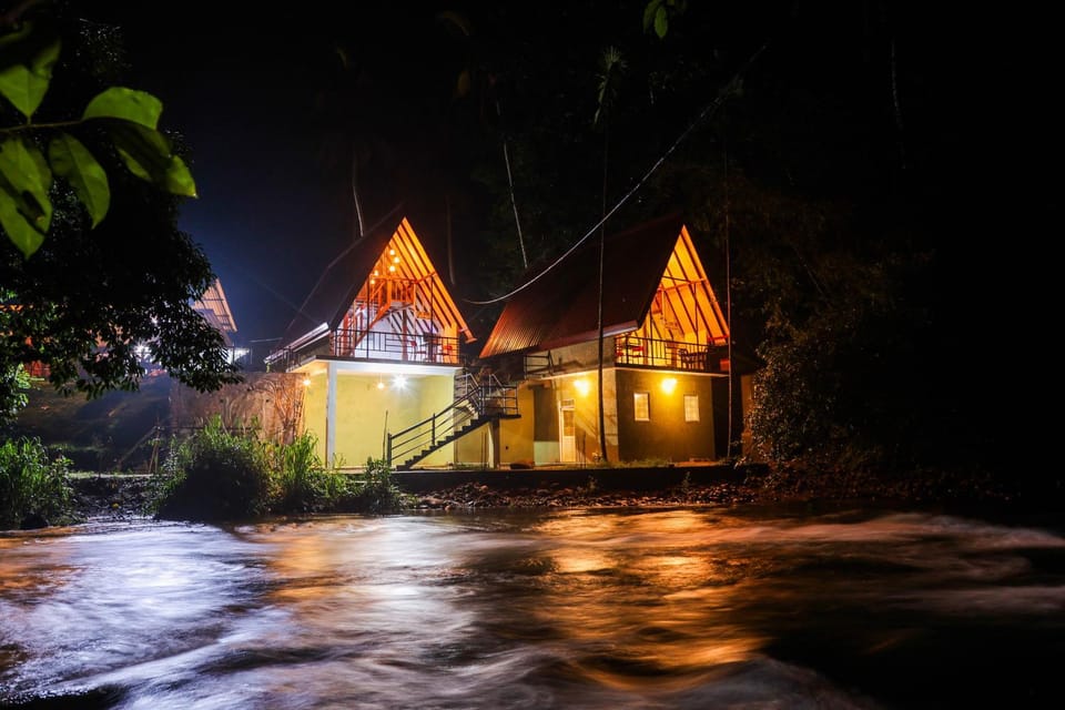 Property building, Night, Natural landscape, Lake view, River view