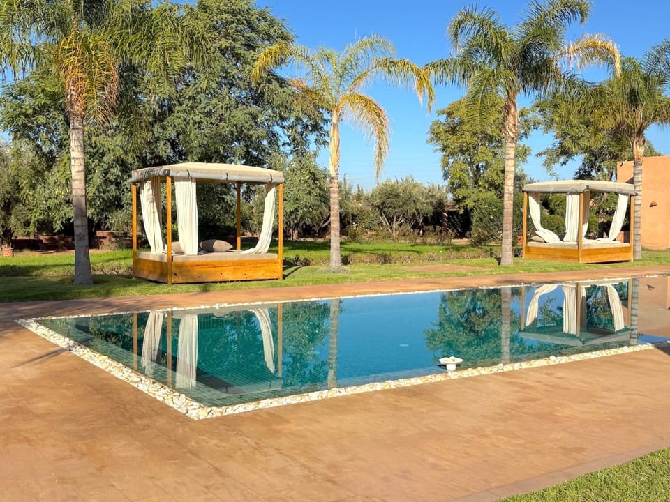 Spring, Day, Natural landscape, Garden, Garden view, Pool view, Swimming pool, sunbed