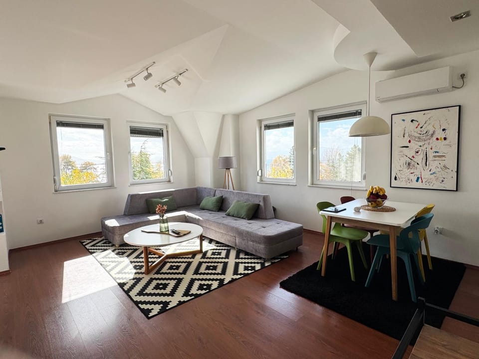 Living room, Seating area, Dining area, air conditioner