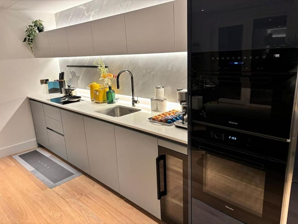 Coffee/tea facilities, Kitchen or kitchenette, oven, stove