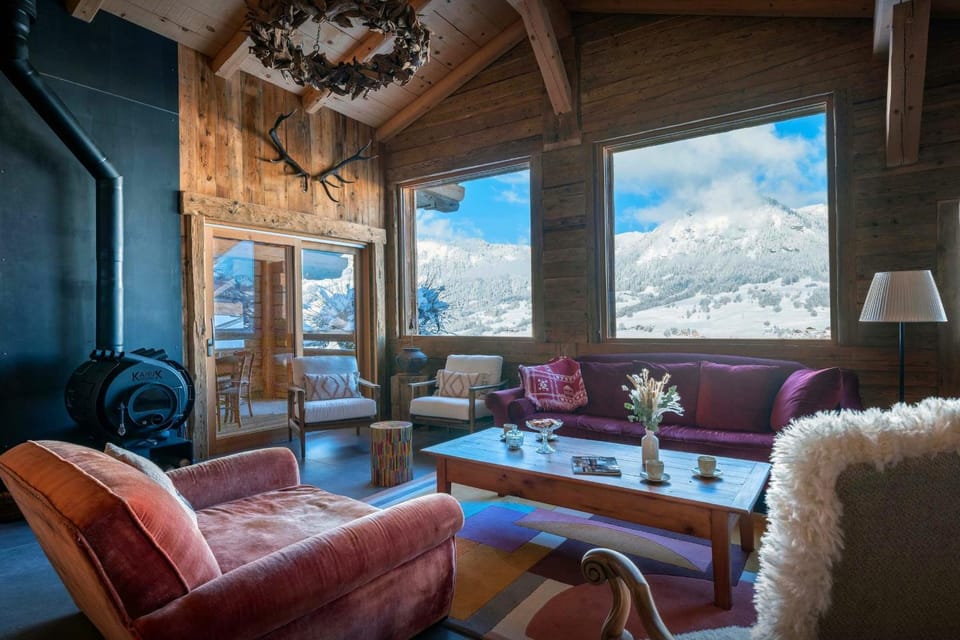 Natural landscape, Living room, Seating area, Mountain view