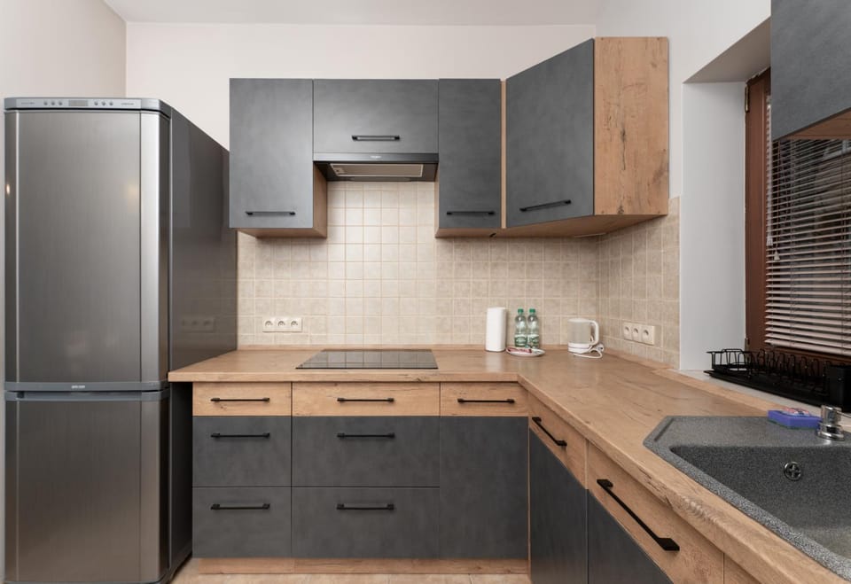 Kitchen or kitchenette, oven, stove