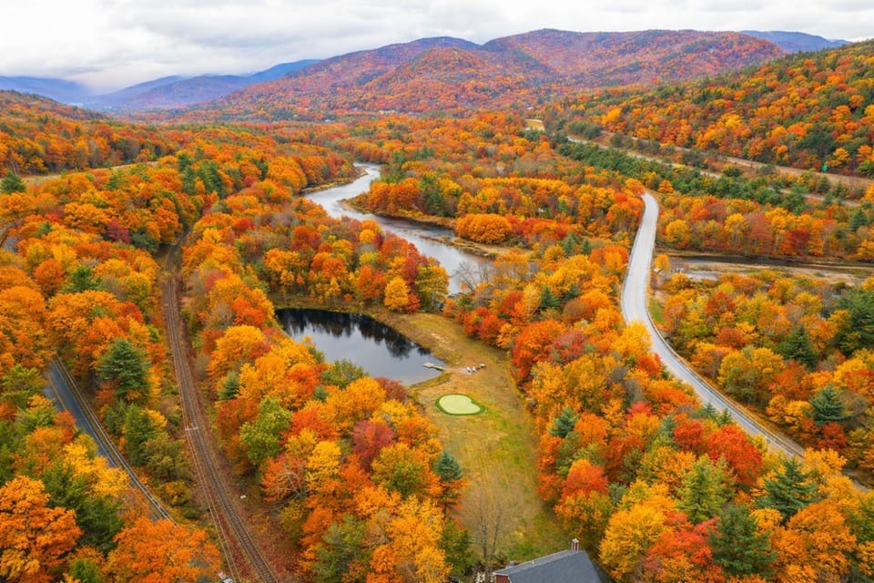 Natural landscape, Bird's eye view, Autumn, On site, Lake view, Mountain view, River view